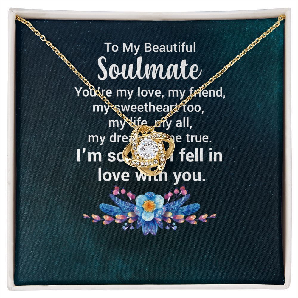 Soulmate You're My Love Infinity Knot CZ Necklace Gold Tone Standard Box